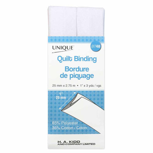 UNIQUE Quilt Binding 25mm x 2.75m - White