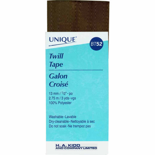 UNIQUE Twill Tape — 12 mm × 2.75 m — Black