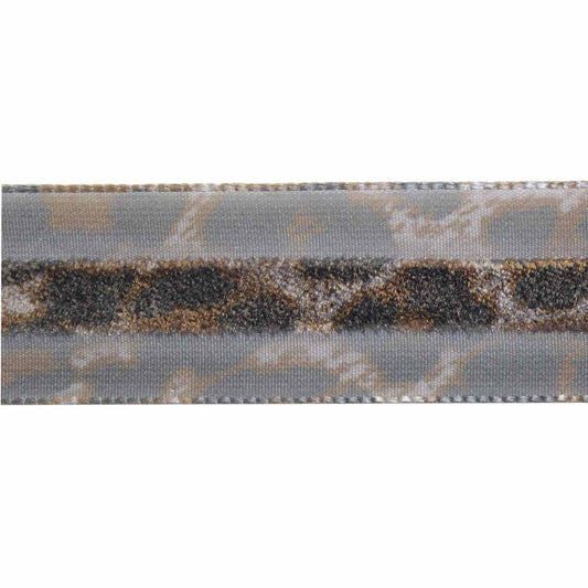 CREATIV DÉCOR Printed Velvet Ribbon – Grey – 25mm x 10m