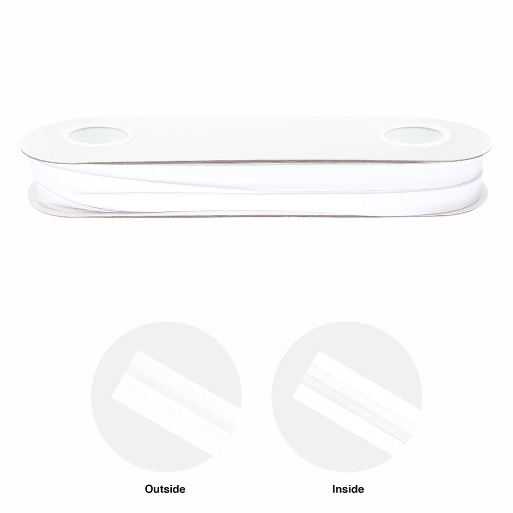 UNIQUE Extra Wide Double Fold Bias Tape — 16mm x 25m — White