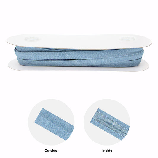 UNIQUE Extra Wide Double Fold Bias Tape — 16mm x 25m — Light Jean