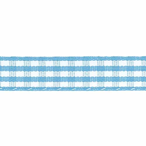 CREATIV DÉCOR Taffeta Check Ribbons 9mm x 22m - Baby Blue