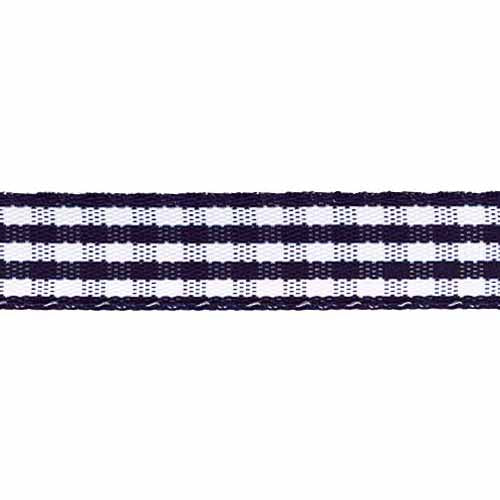 CREATIV DÉCOR Taffeta Check Ribbons 9mm x 22m - Navy