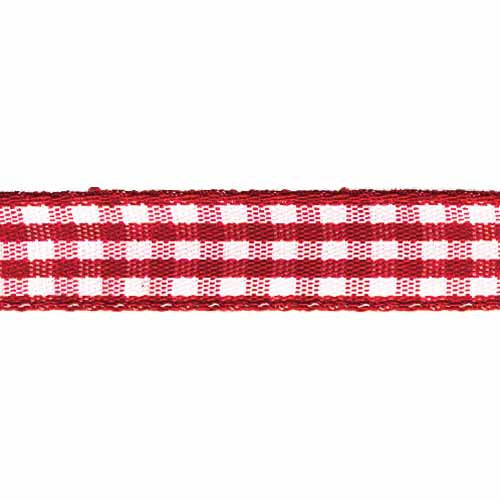 CREATIV DÉCOR Taffeta Check Ribbons 9mm x 22m - Red