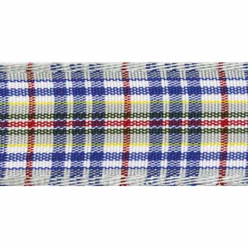 CREATIV DÉCOR Tartan Ribbon – Blue/White – 24mm x 25m
