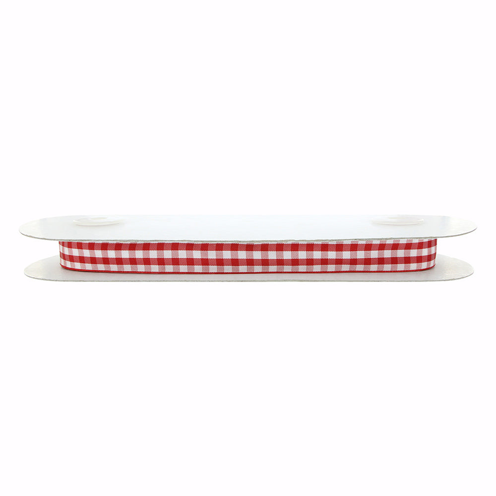 CREATIV DÉCOR Taffeta Check Ribbons 22mm x 22m - Red