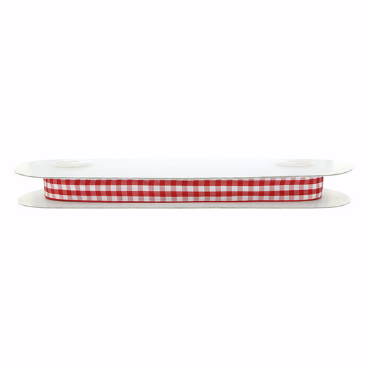 CREATIV DÉCOR Taffeta Check Ribbons 22mm x 22m - Red
