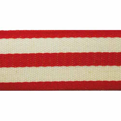 CREATIV DÉCOR Striped Woven Trim – Red/Beige – 20mm x 25m