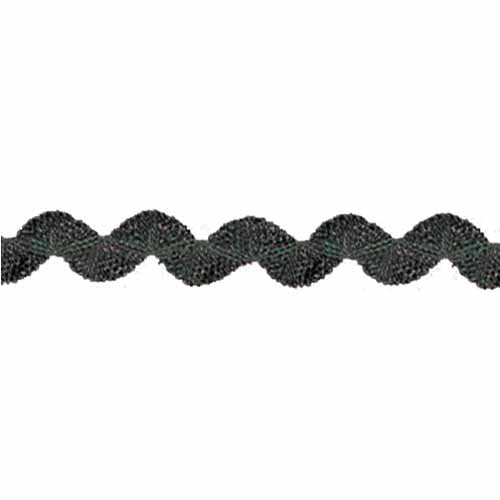 CREATIV DÉCOR Metallic Rick Rack – Black – 9mm × 25m