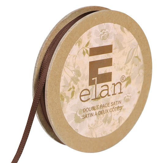 ELAN Double Face Satin Ribbon 3mm x 5m - Medium Brown