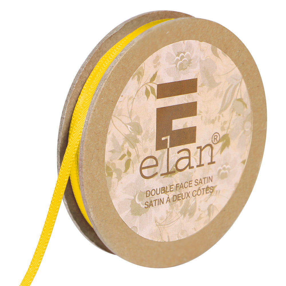 ELAN Double Face Satin Ribbon 3mm x 5m - Bright Yellow