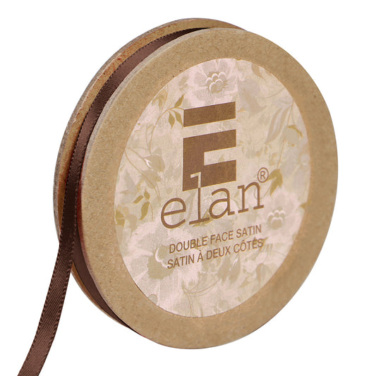 ELAN Double Face Satin Ribbon – 6 mm × 5 m – Medium Brown