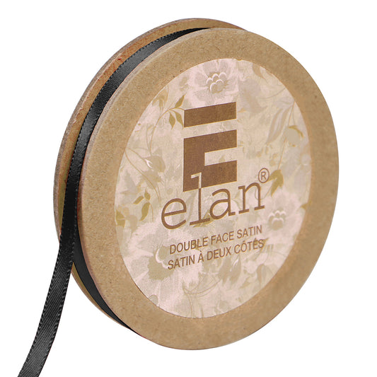 ELAN Double Face Satin Ribbon – 6 mm × 5 m – Black