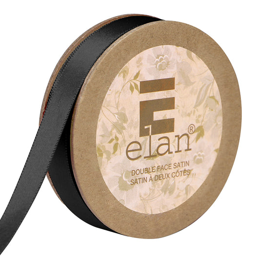 ELAN Double Face Satin Ribbon – 9 mm × 5 m – Black