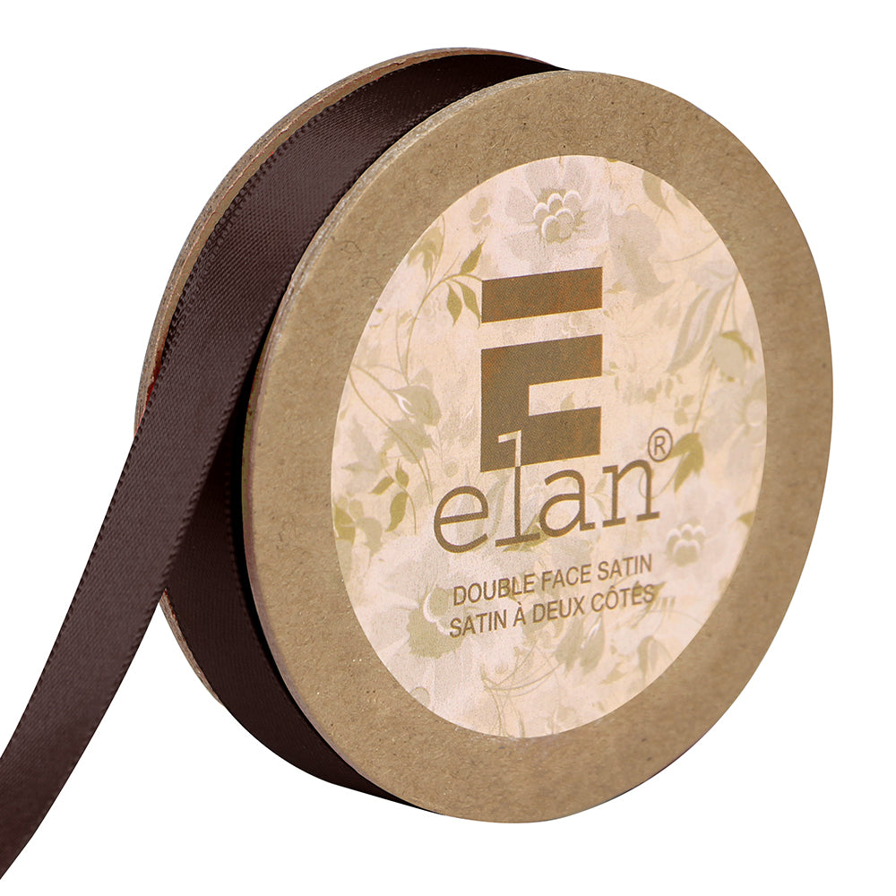 ELAN Double Face Satin Ribbon – 9 mm × 5 m – Dark Brown