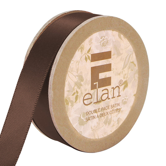 ELAN Double Face Satin Ribbon – 12 mm × 5 m – Medium Brown
