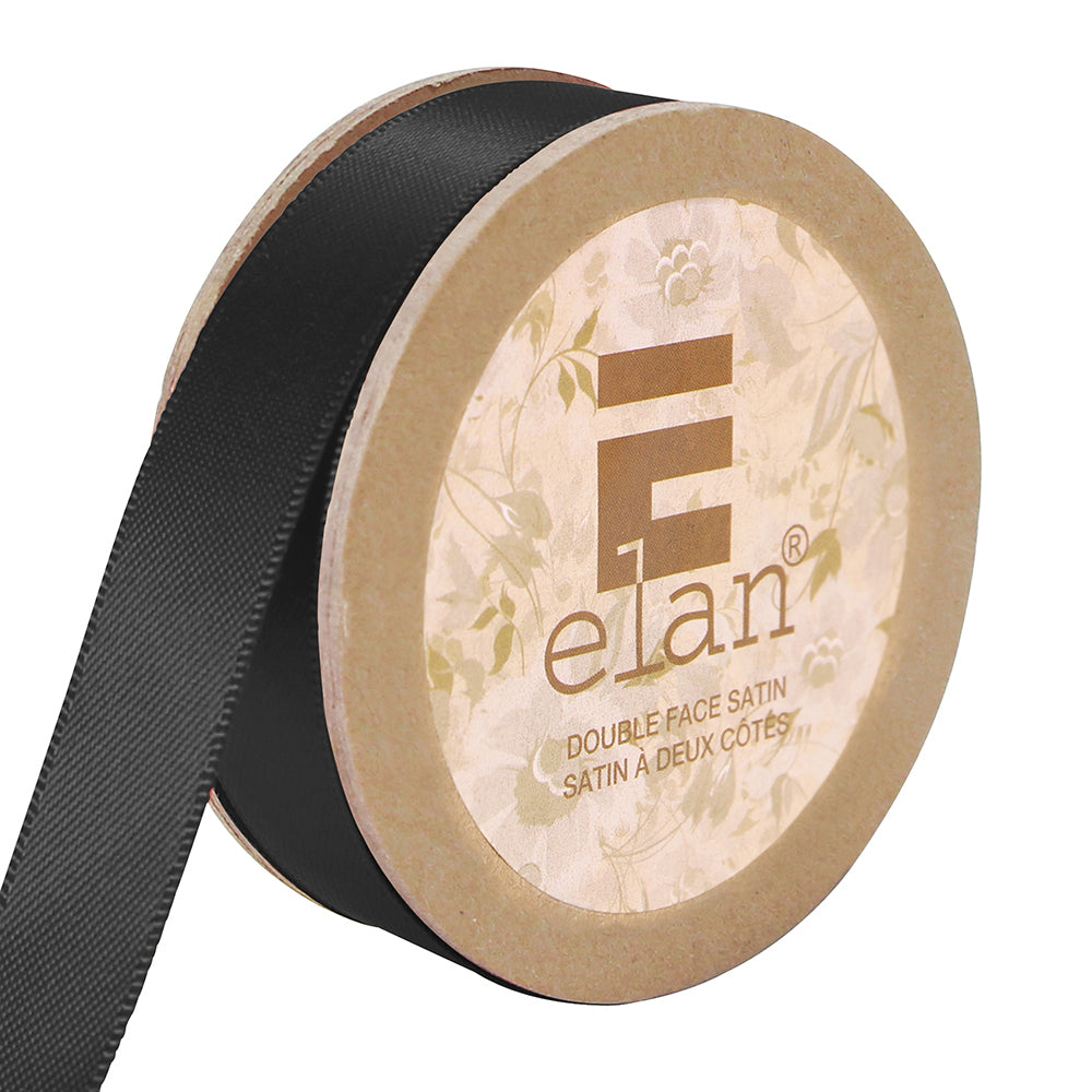 ELAN Double Face Satin Ribbon – 12 mm × 5 m – Black