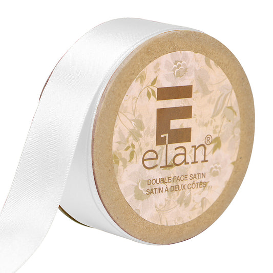 ELAN Double Face Satin Ribbon – 25 mm × 5 m – White