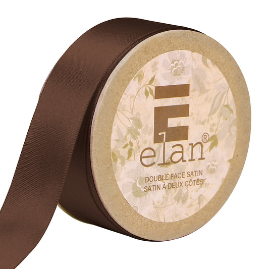 ELAN Double Face Satin Ribbon – 25 mm × 5 m – Medium Brown