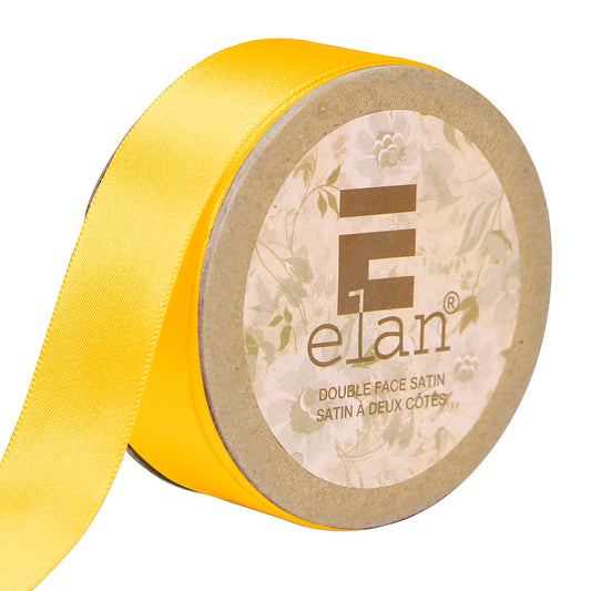 ELAN Double Face Satin Ribbon – 25 mm × 5 m – Bright Yellow