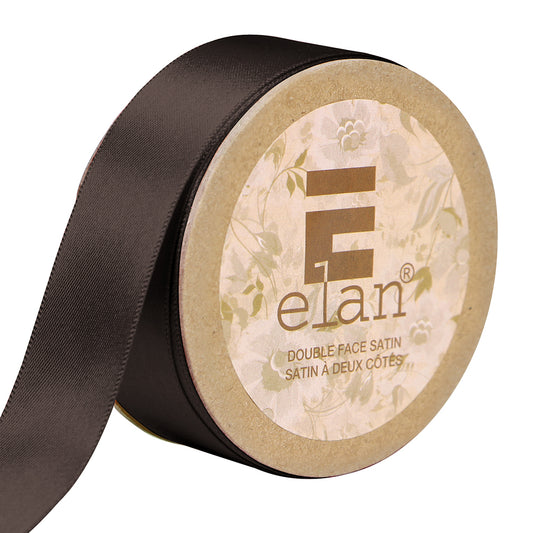 ELAN Double Face Satin Ribbon – 25 mm × 5 m – Dark Brown