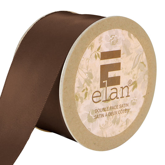 ELAN Double‑Face Satin Ribbon — 36 mm × 5 m — Medium Brown