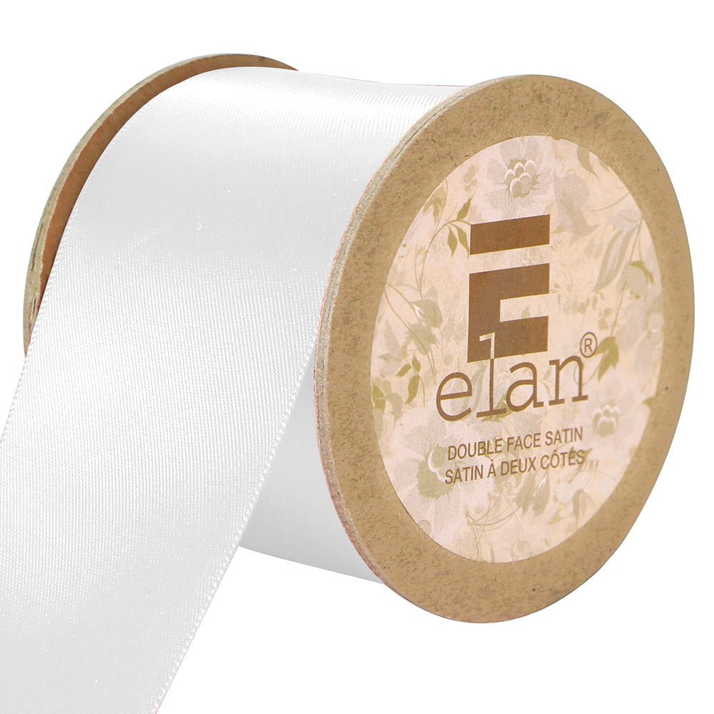 ELAN Double Face Satin Ribbon – 50 mm × 3.5 m – White
