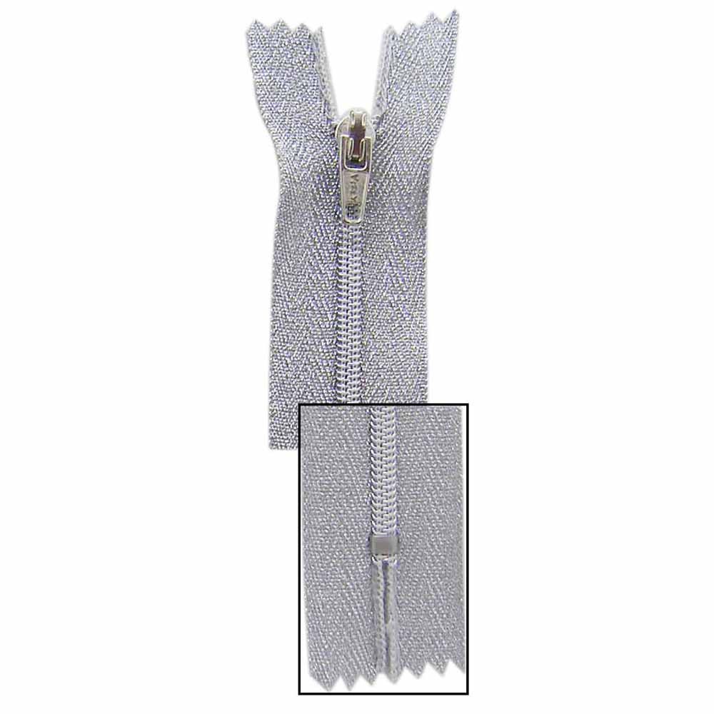 VIZZY Metallic Closed-End Zipper, #3 Nylon Coil, 30 cm (12 in), Metallic Silver