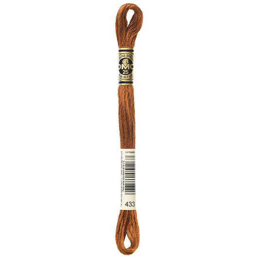 DMC cotton embroidery floss, 433 Medium Brown, 8 m