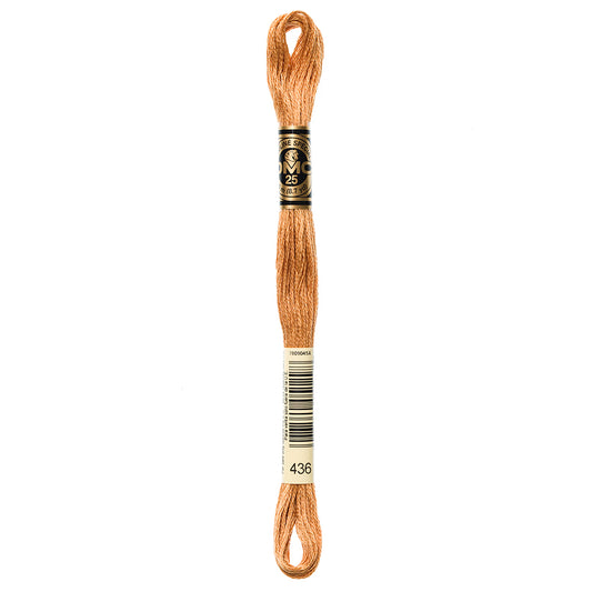 DMC cotton embroidery floss, 436 Tan, 8 m