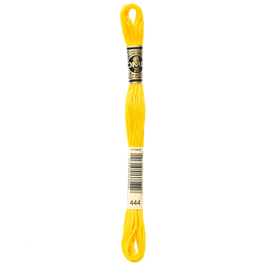 DMC cotton embroidery floss, 444 Dark Lemon Yellow, 8 m