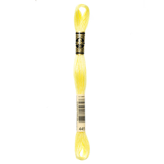 DMC cotton embroidery floss, 445 Light Lemon Yellow, 8 m