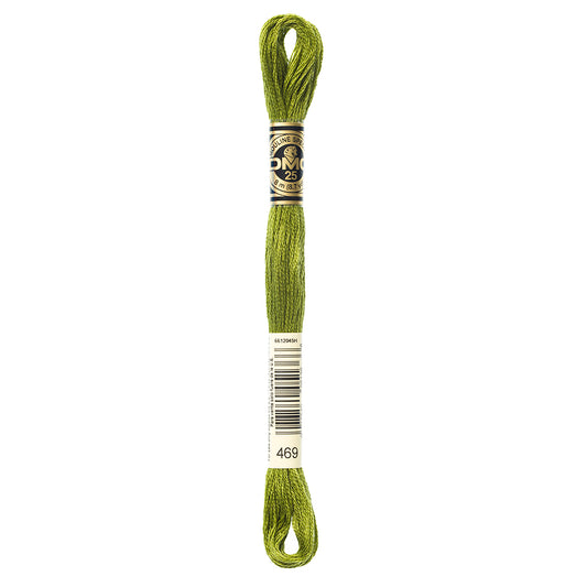 DMC cotton embroidery floss, 469 Avocado Green, 8 m