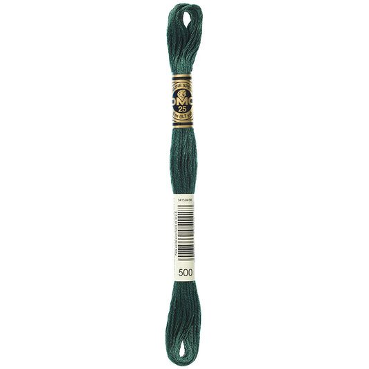 DMC cotton embroidery floss, 500 Very Dark Blue Green, 8 m
