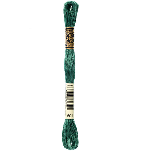 DMC cotton embroidery floss, 501 Dark Blue Green, 8 m