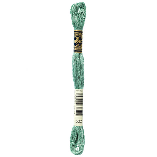 DMC cotton embroidery floss, 502 Blue Green, 8 m