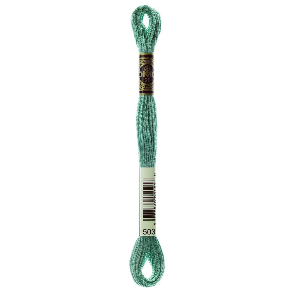 DMC cotton embroidery floss, 503 Medium Blue Green, 8 m