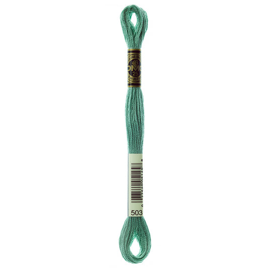 DMC cotton embroidery floss, 503 Medium Blue Green, 8 m