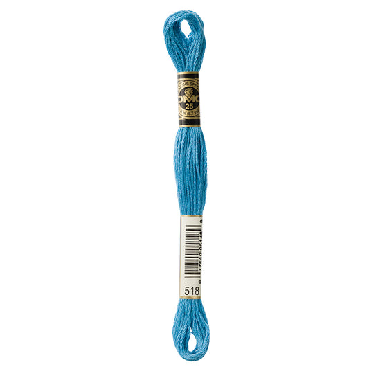 DMC 117 6-strand cotton embroidery floss, Colour 518 Light Wedgewood, 8 m