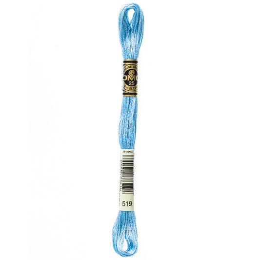 DMC 117 6-strand cotton embroidery floss, Colour 519 Sky Blue, 8 m