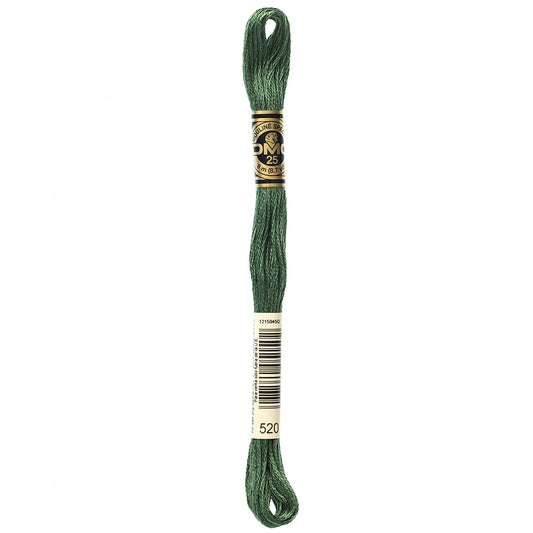 DMC 117 6-strand cotton embroidery floss, Colour 520 Dark Fern Green, 8 m