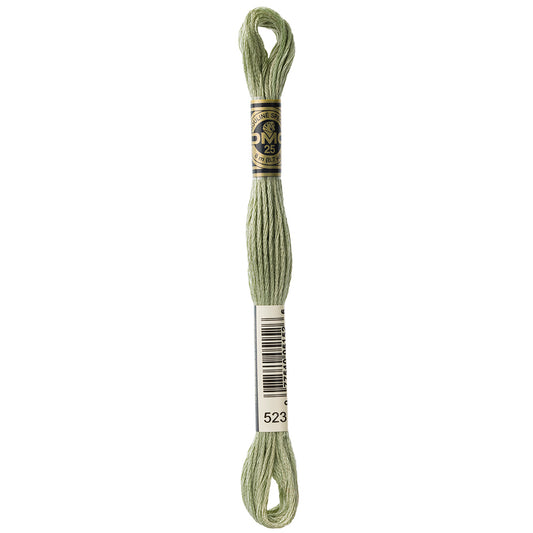 DMC 117 6-strand cotton embroidery floss, Colour 523 Light Fern Green, 8 m