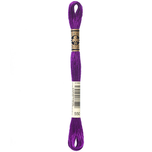 DMC 117 6-strand cotton embroidery floss, Colour 550 Very Dark Violet, 8 m