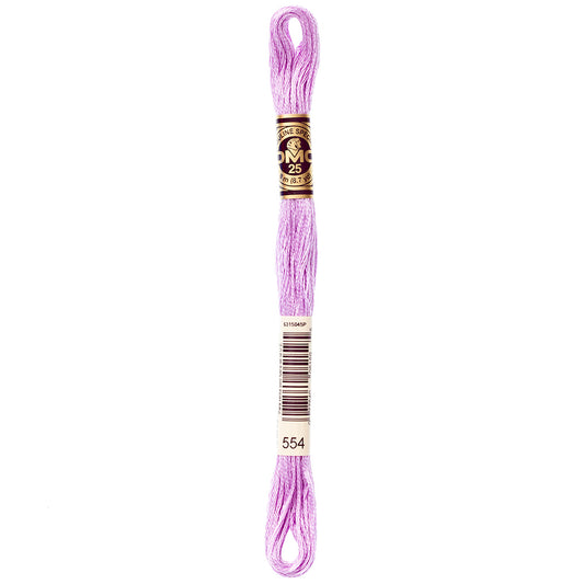 DMC 117 6-strand cotton embroidery floss, Colour 554 Light Violet, 8 m