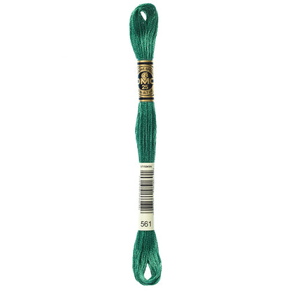 DMC 117 6-strand cotton embroidery floss, Colour 561 Very Dark Jade, 8 m