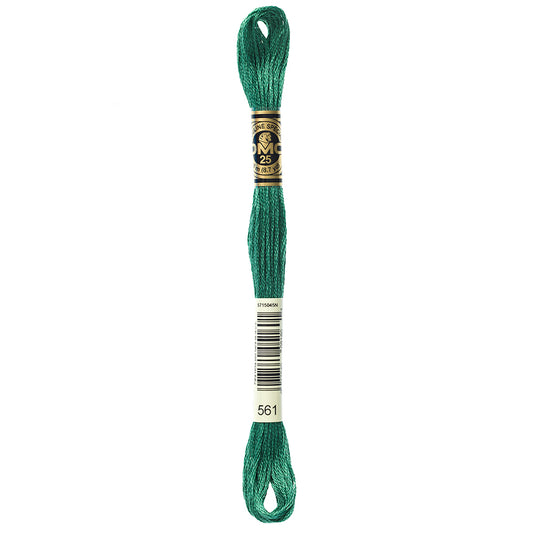 DMC 117 6-strand cotton embroidery floss, Colour 561 Very Dark Jade, 8 m