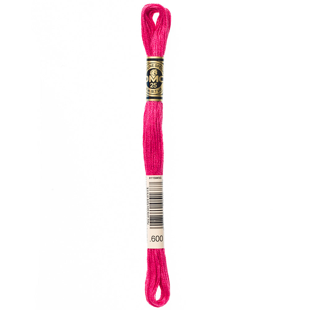DMC cotton embroidery floss, Colour 600, 8 m