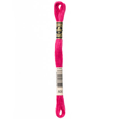 DMC cotton embroidery floss, Colour 600, 8 m