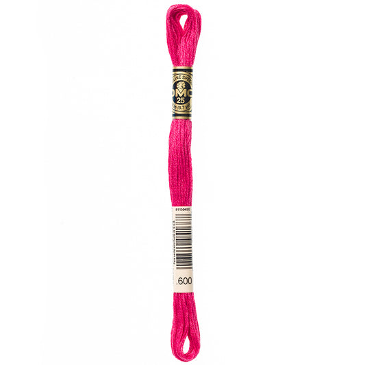 DMC cotton embroidery floss, Colour 600, 8 m