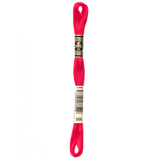 DMC 117 cotton embroidery floss, Shade 666, 8 m